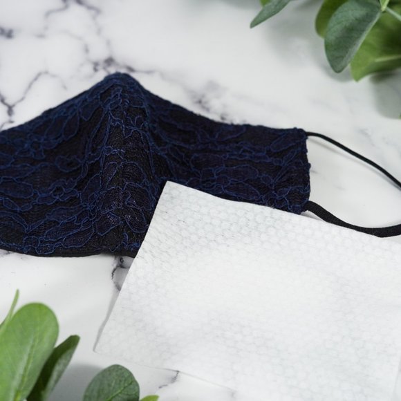 Soft lace face face mask, 3 layers, filter pocket - Picture 6 of 8